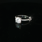 Round Diamond Engagement Ring with Pavé Band in White Gold