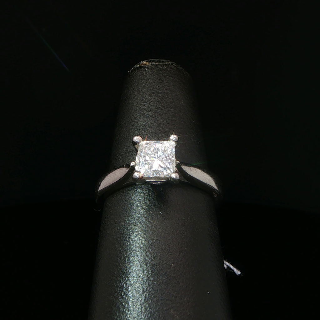 Princess Cut Diamond Solitaire Ring in Palladium