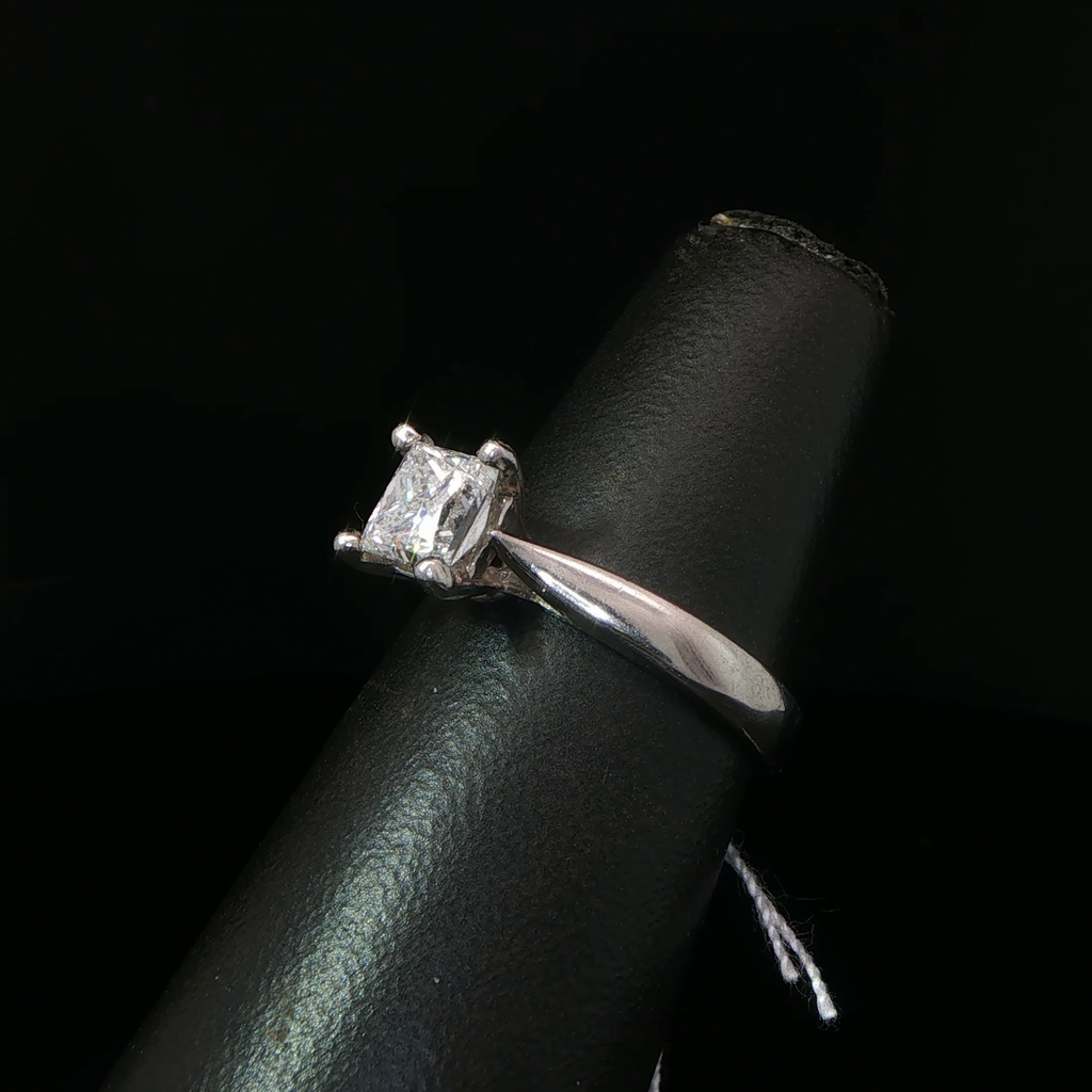 Princess Cut Diamond Solitaire Ring in Palladium