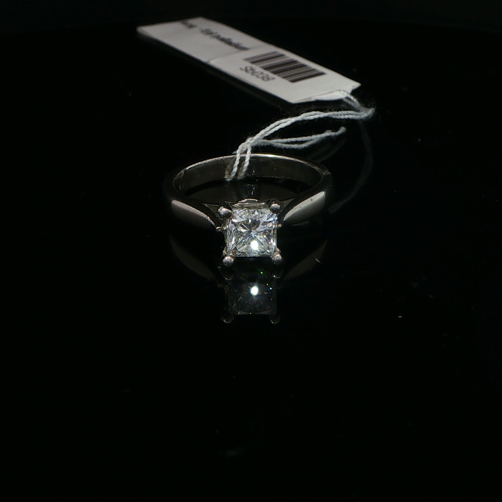 Princess Cut Diamond Solitaire Ring in Palladium