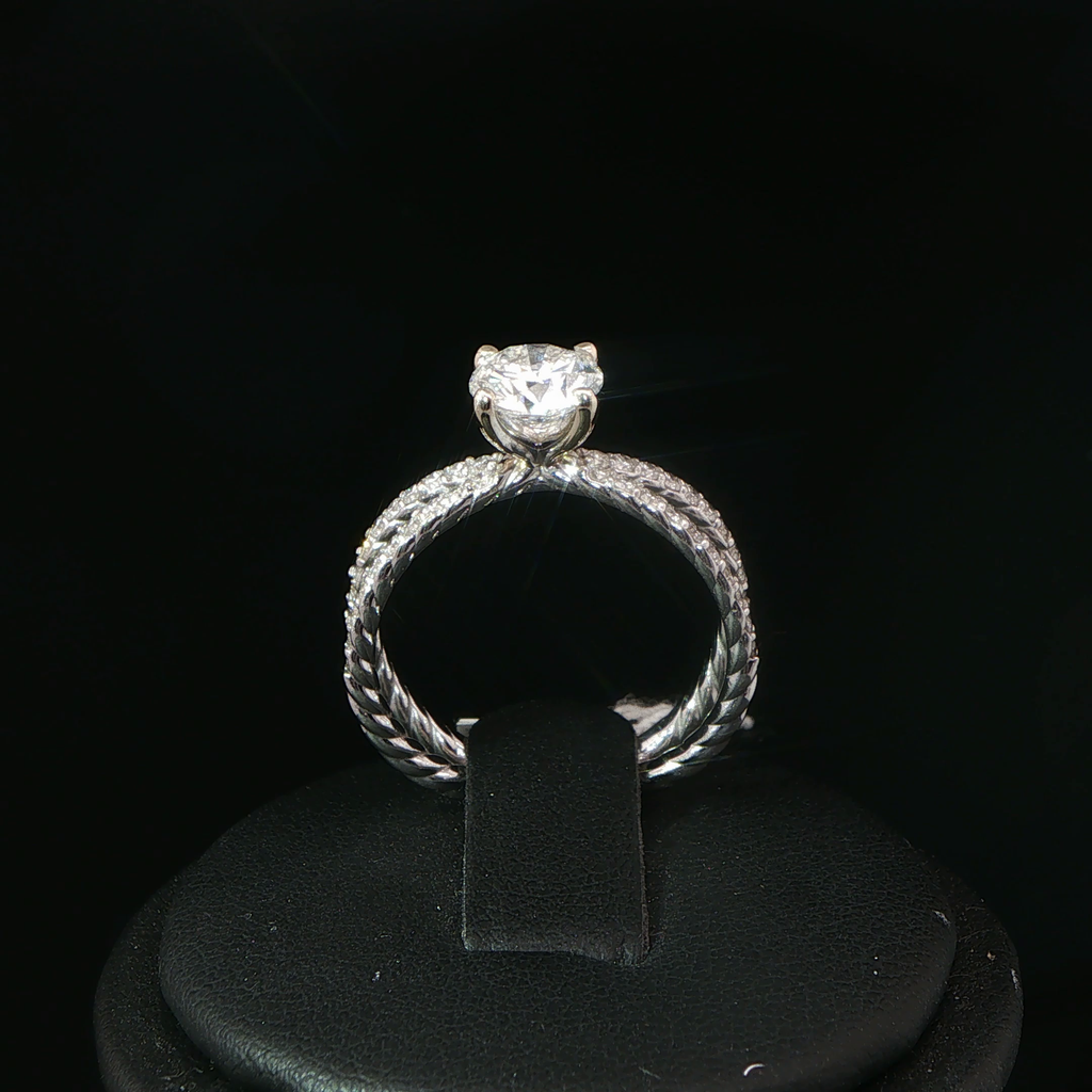 White Gold Twisted Cable Diamond Solitaire Ring