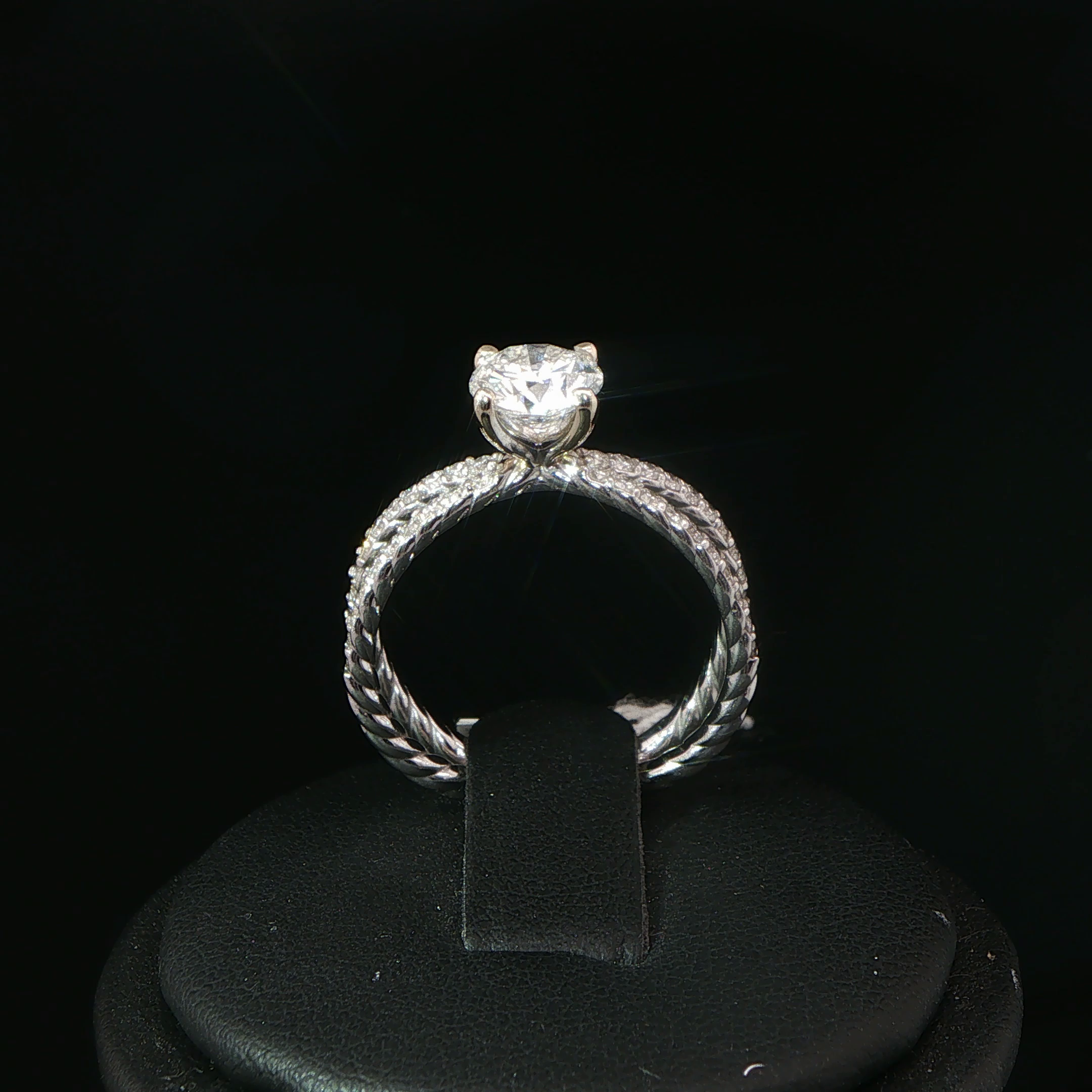 White Gold Twisted Cable Diamond Solitaire Ring