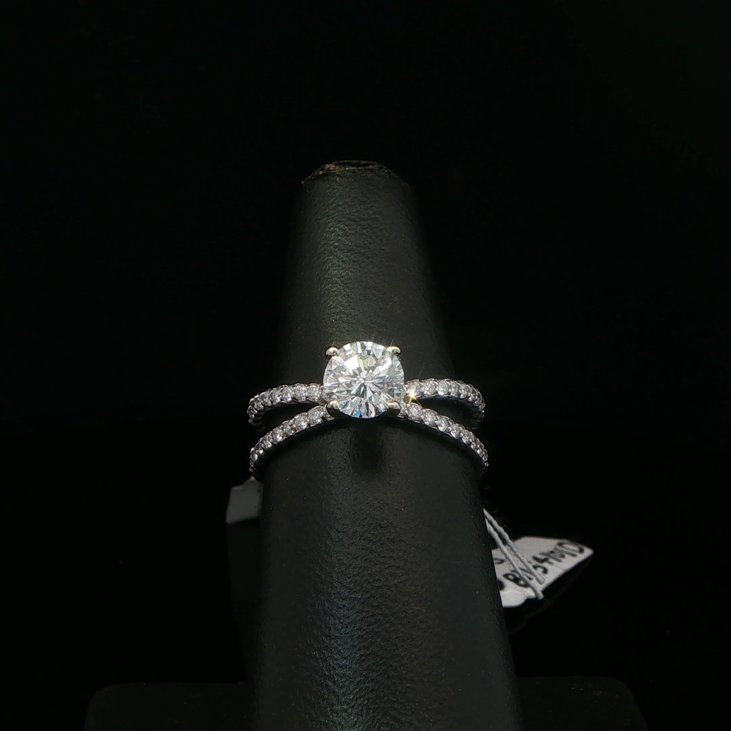 White Gold Twisted Cable Diamond Solitaire Ring