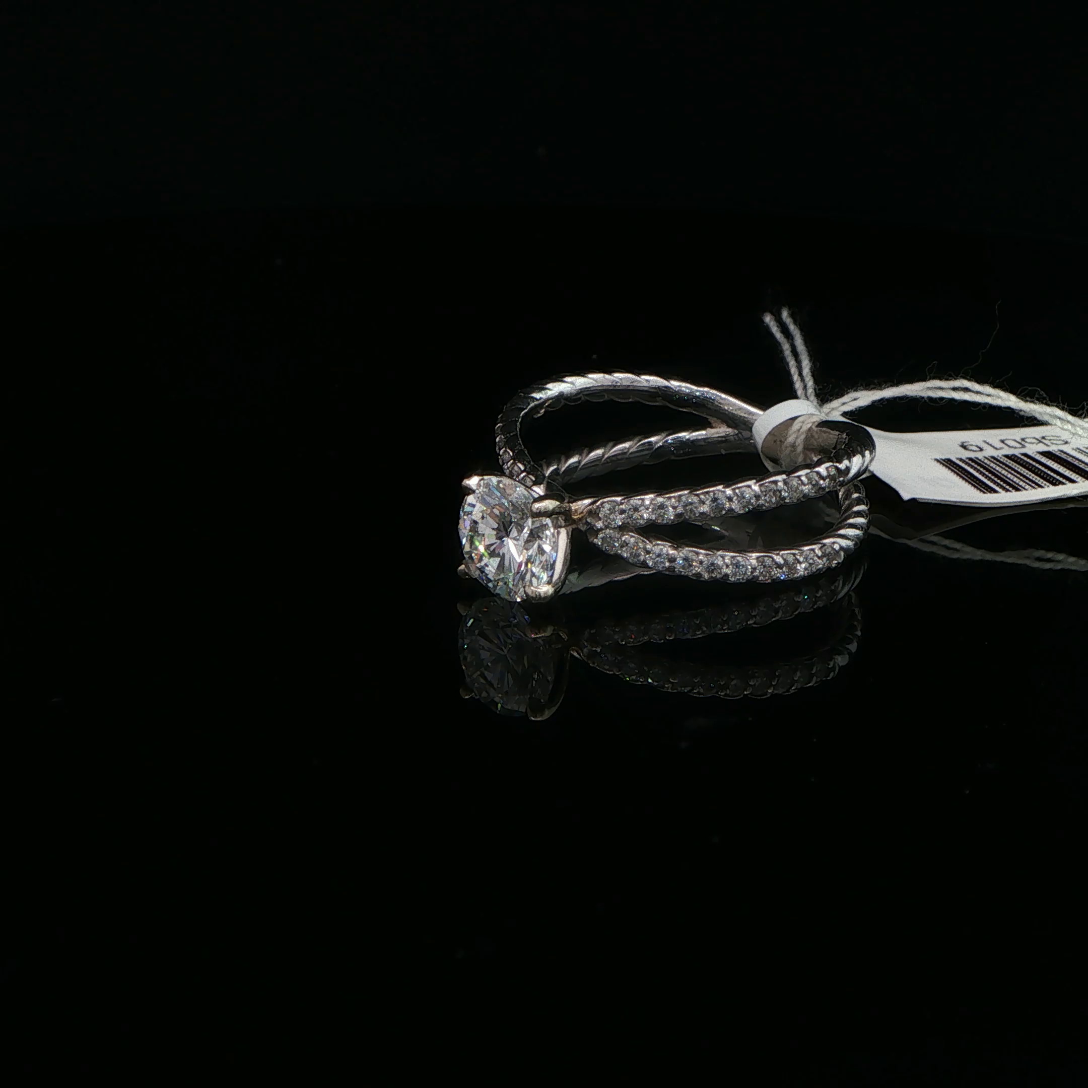 White Gold Twisted Cable Diamond Solitaire Ring
