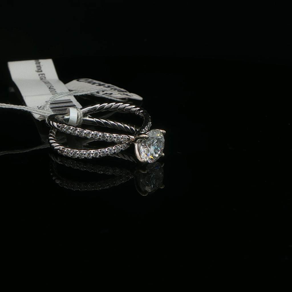 White Gold Twisted Cable Diamond Solitaire Ring