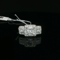 Palladium Three-Stone Princess Diamond Halo Ring
