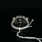 Palladium Three-Stone Princess Diamond Halo Ring