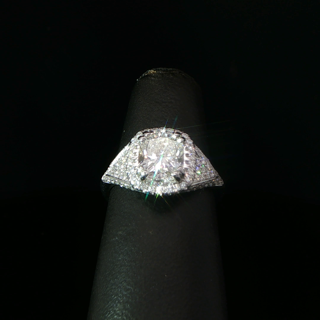 Cushion Halo Diamond Engagement Ring in White Gold