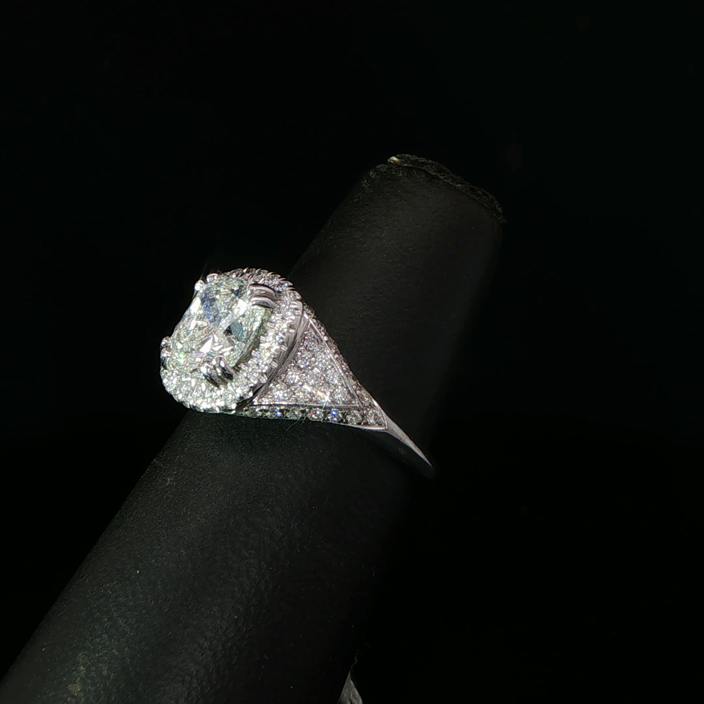 Cushion Halo Diamond Engagement Ring in White Gold