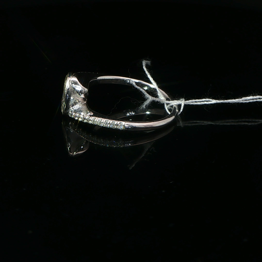 Oval Bezel-Set Diamond Bypass Ring in 14k White Gold