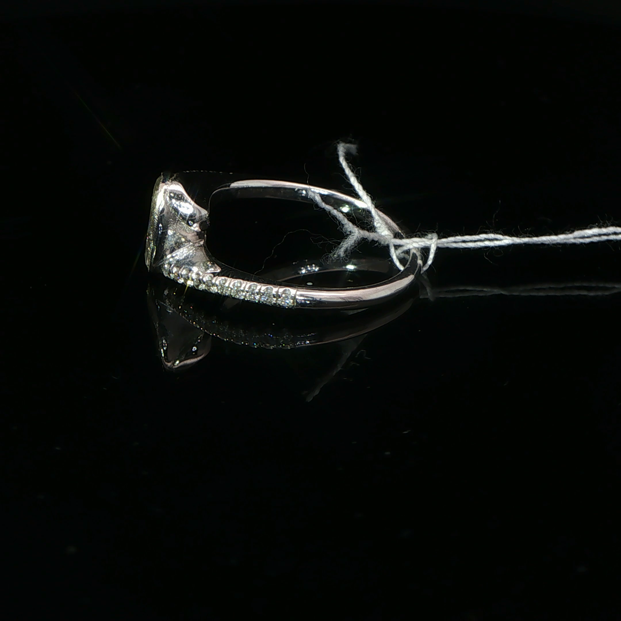 Oval Bezel-Set Diamond Bypass Ring in 14k White Gold