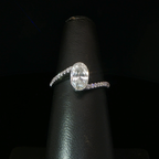 Oval Bezel-Set Diamond Bypass Ring in 14k White Gold