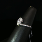 Oval Bezel-Set Diamond Bypass Ring in 14k White Gold