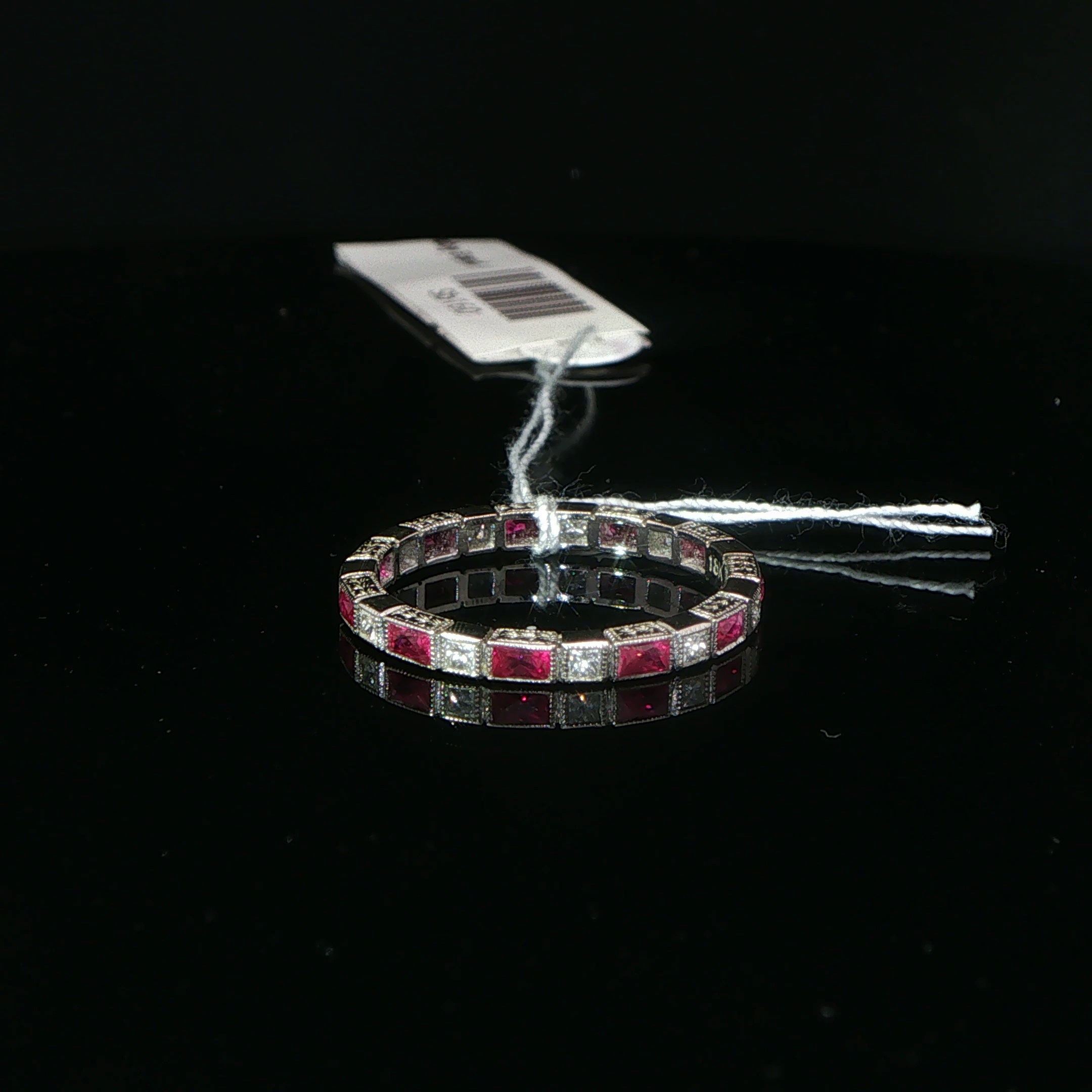 Alternating Ruby and Diamond White Gold Eternity Ring