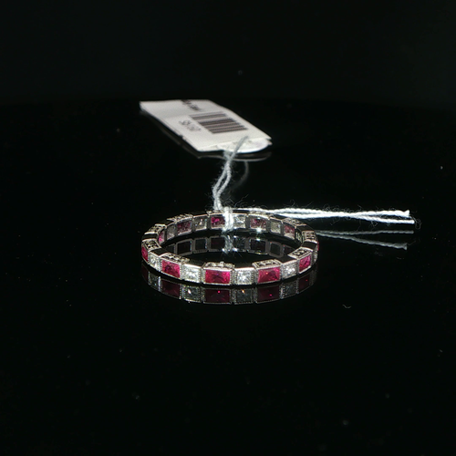 Alternating Ruby and Diamond White Gold Eternity Ring