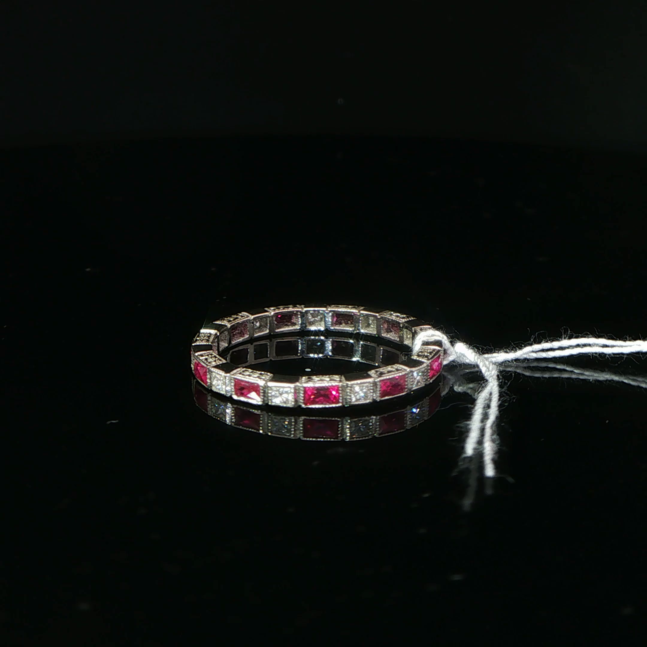 Alternating Ruby and Diamond White Gold Eternity Ring