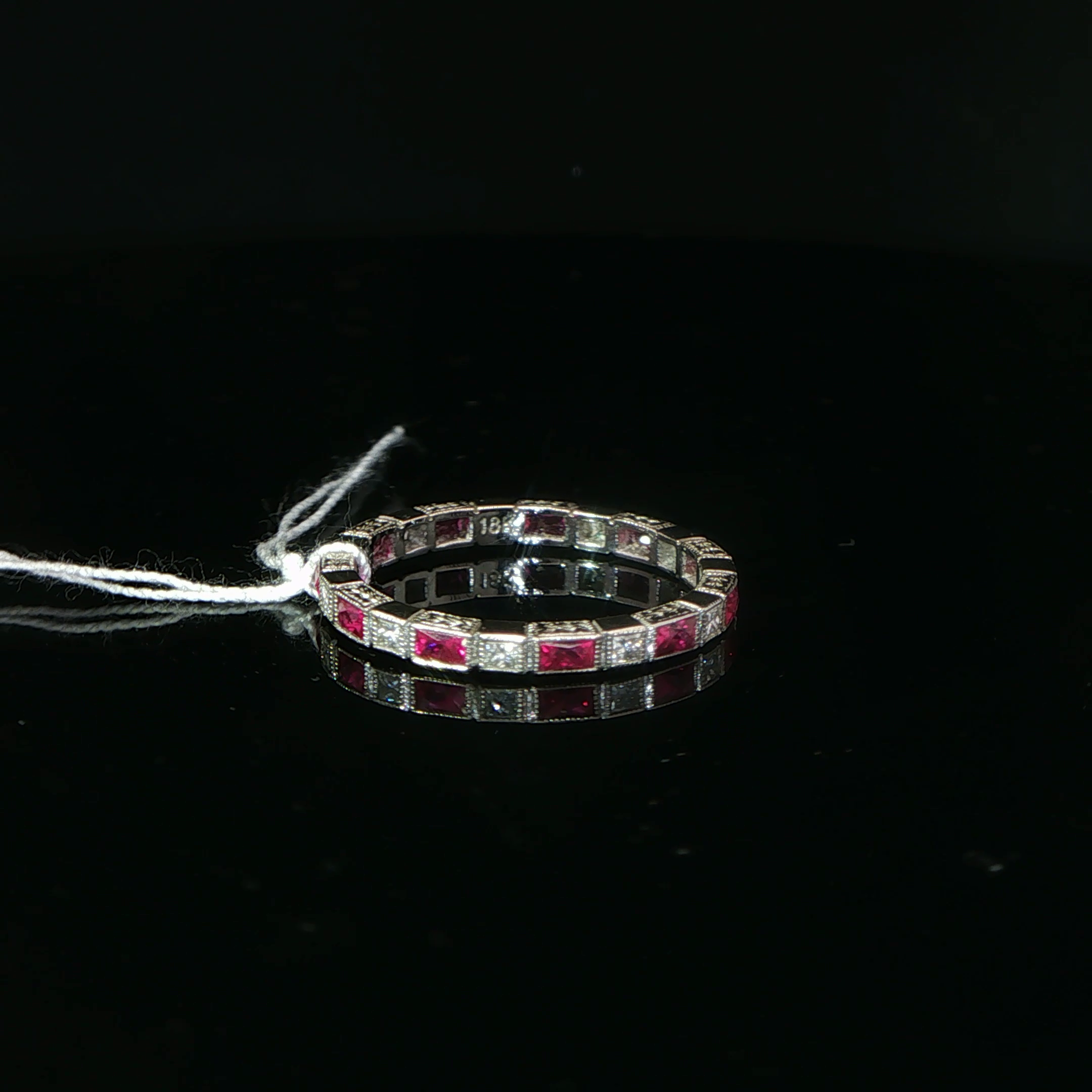 Alternating Ruby and Diamond White Gold Eternity Ring