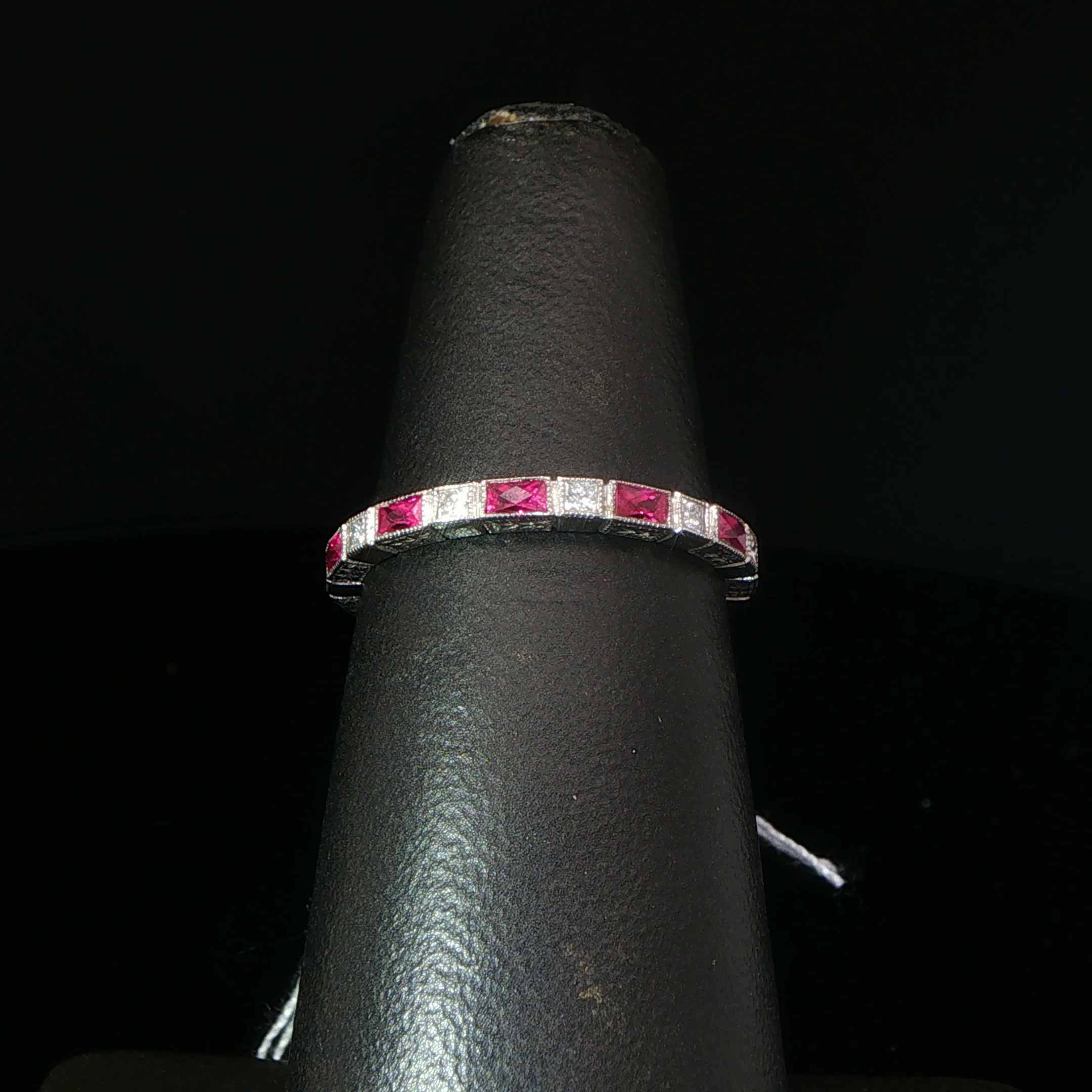 Alternating Ruby and Diamond White Gold Eternity Ring