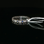 Alternating Deep Blue Sapphire And Diamond Eternity Ring in Platinum