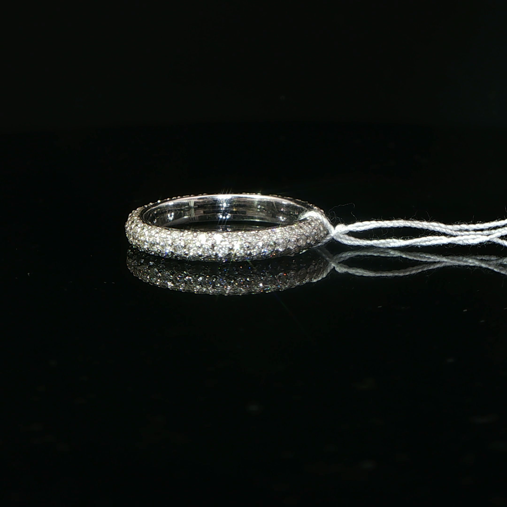 18k White Gold Pavé Diamond Domed Eternity Ring