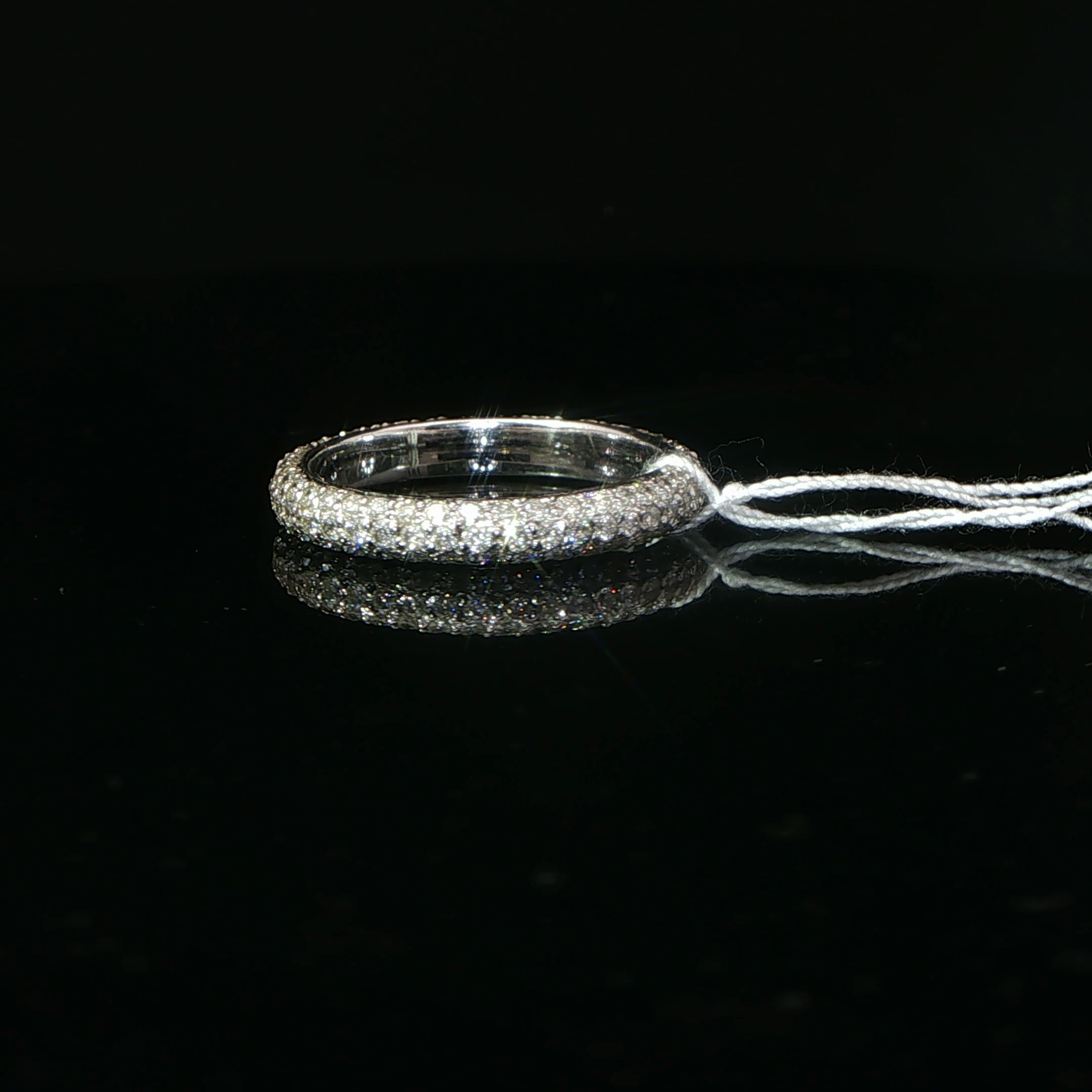 18k White Gold Pavé Diamond Domed Eternity Ring