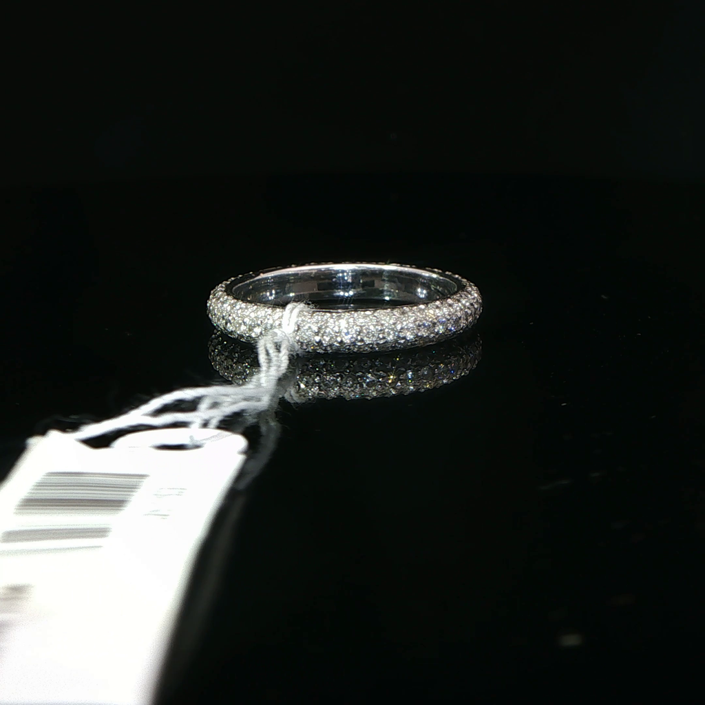 18k White Gold Pavé Diamond Domed Eternity Ring