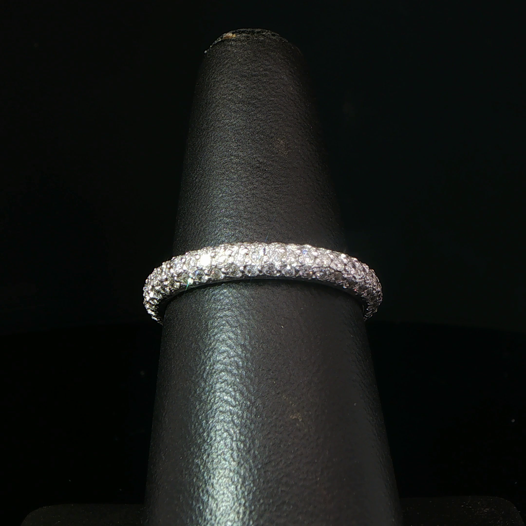 18k White Gold Pavé Diamond Domed Eternity Ring