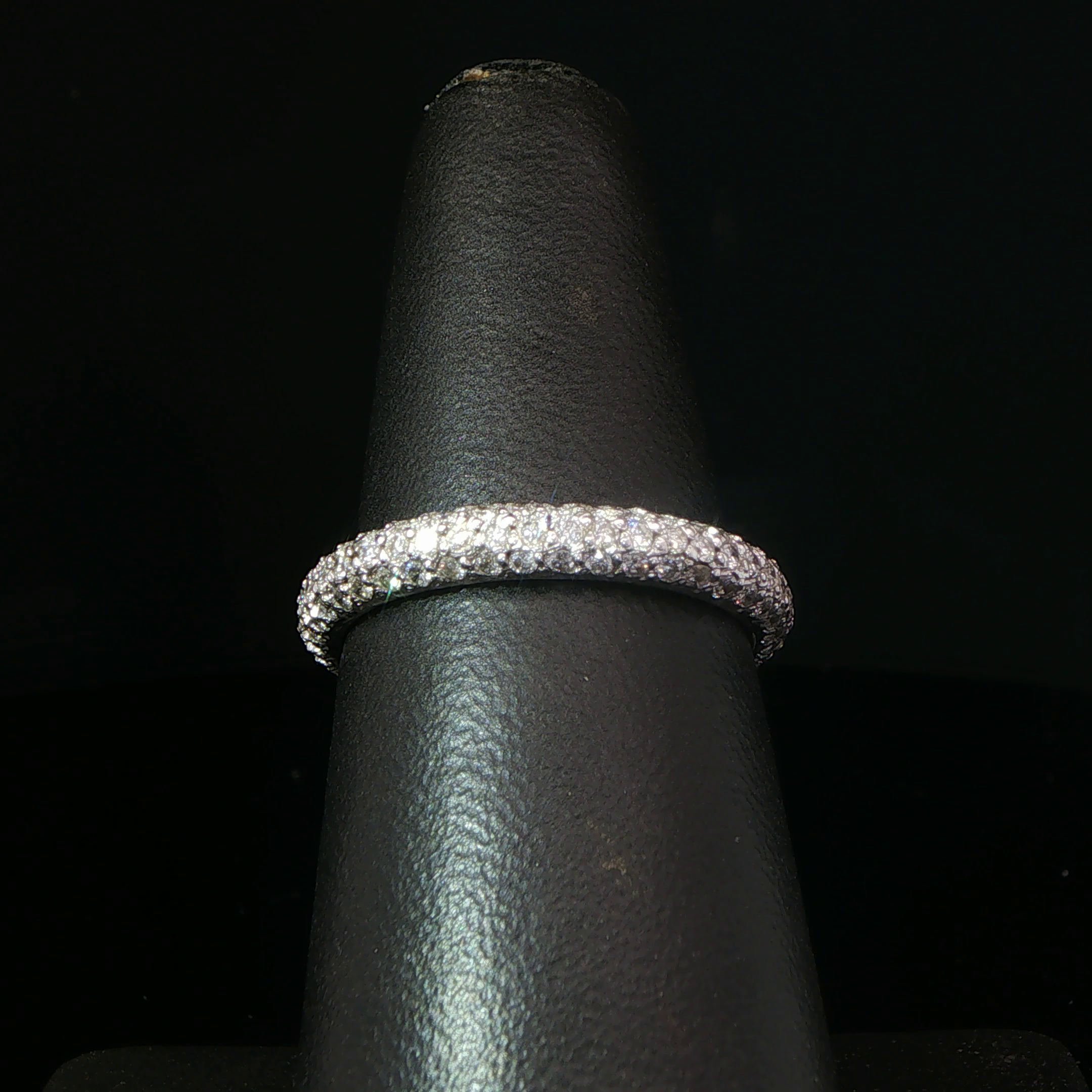 18k White Gold Pavé Diamond Domed Eternity Ring