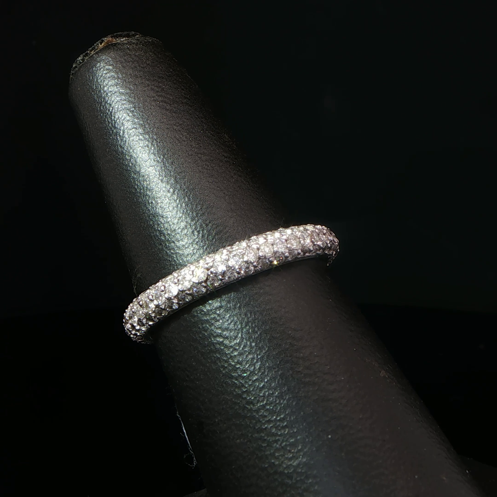 18k White Gold Pavé Diamond Domed Eternity Ring