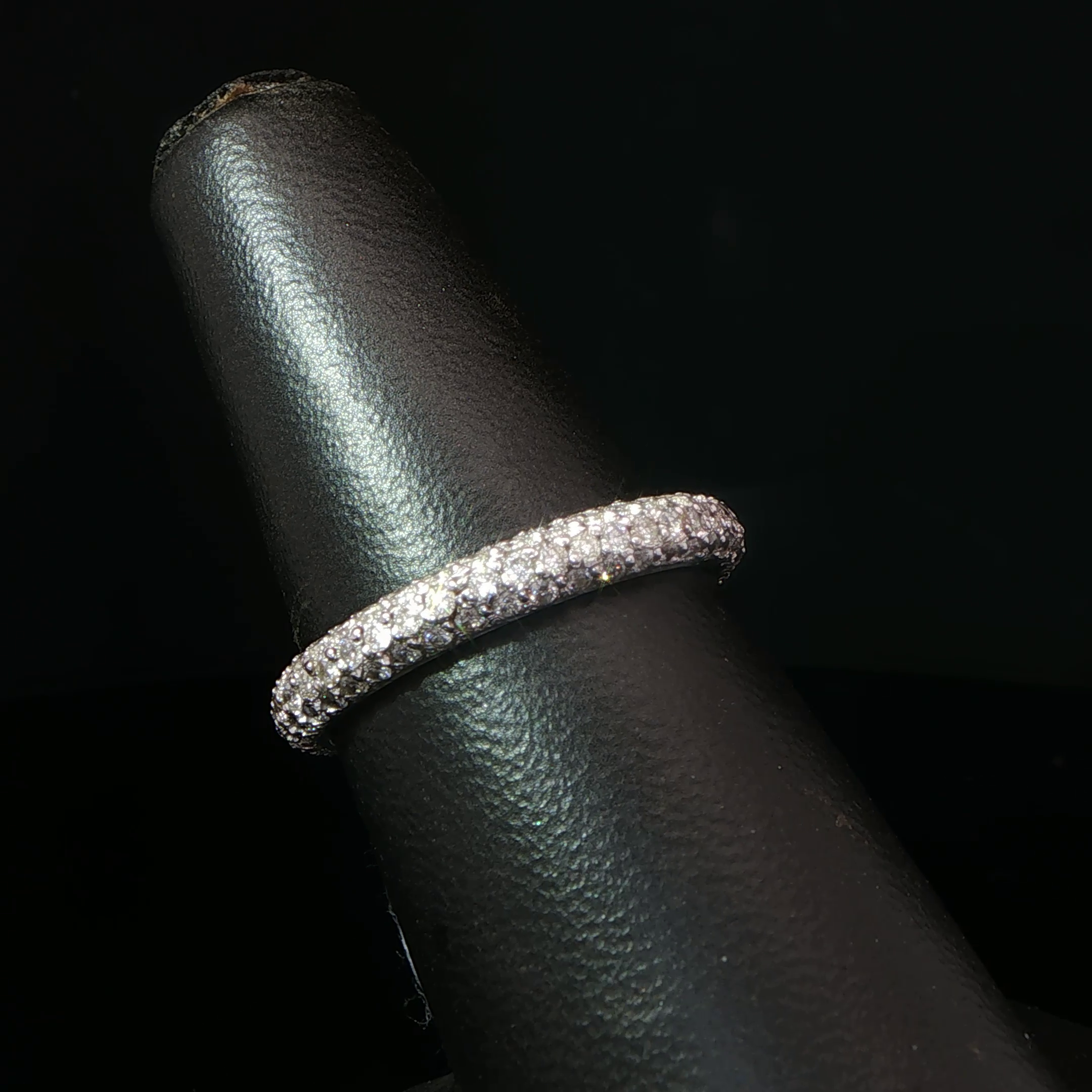 18k White Gold Pavé Diamond Domed Eternity Ring