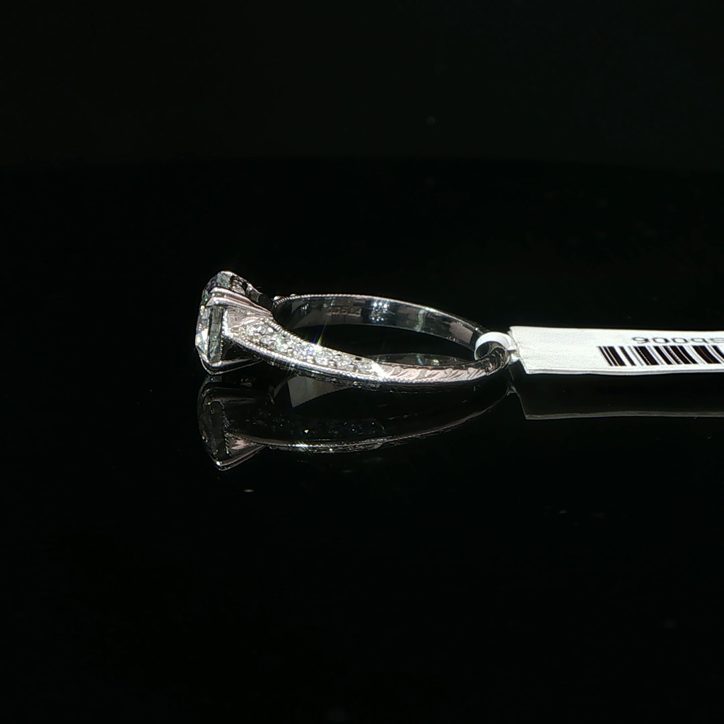 Round Diamond Solitaire Ring with Accented Platinum Band