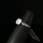 Round Diamond Solitaire Ring with Accented Platinum Band
