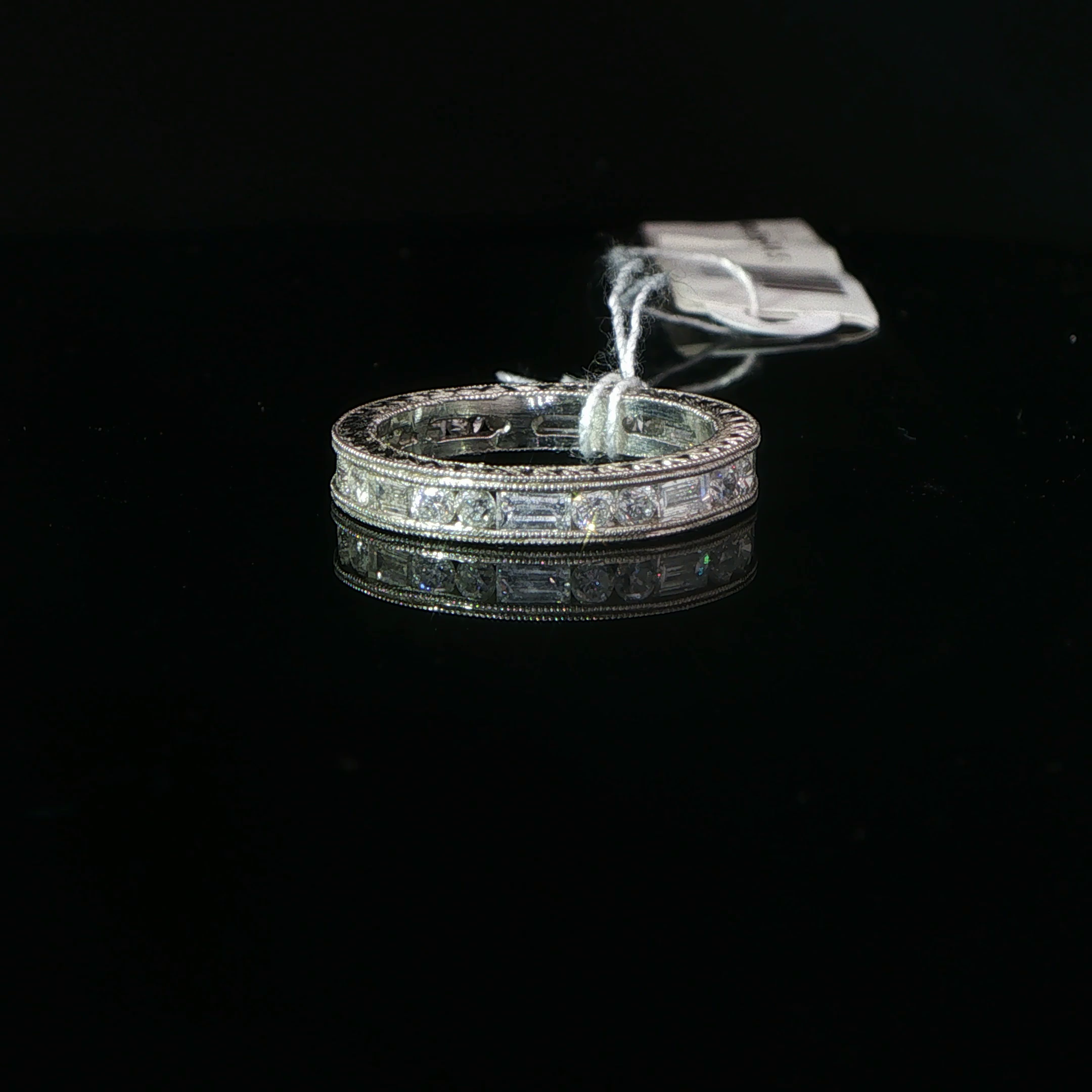 Alternating Round and Baguette Diamond Eternity Ring in Platinum