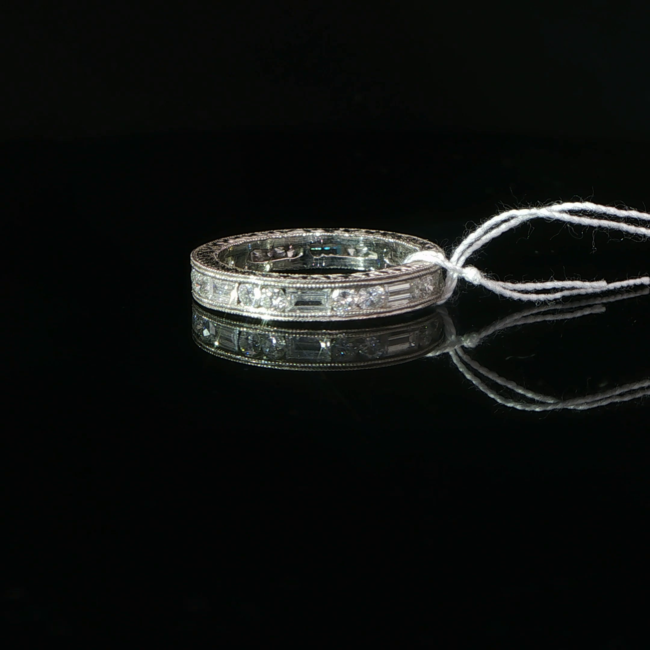 Alternating Round and Baguette Diamond Eternity Ring in Platinum