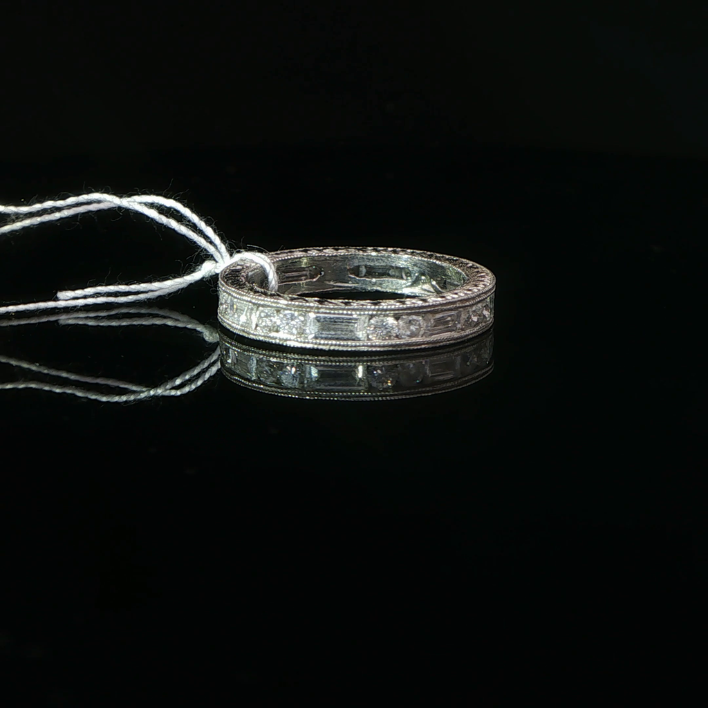 Alternating Round and Baguette Diamond Eternity Ring in Platinum