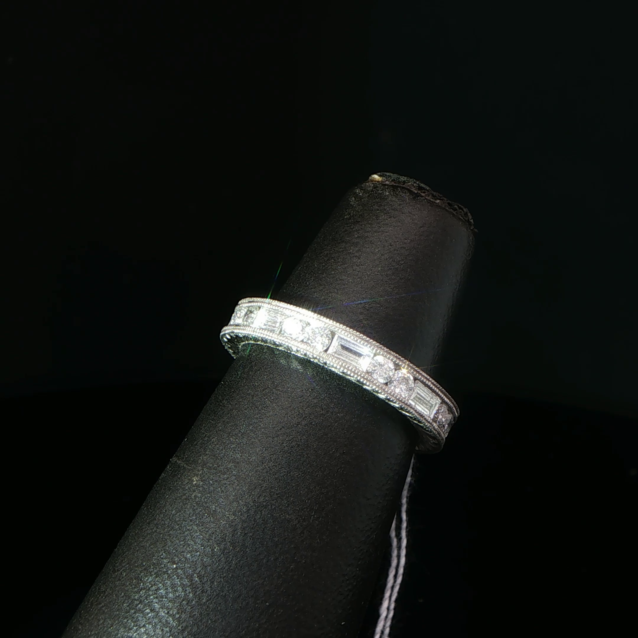 Alternating Round and Baguette Diamond Eternity Ring in Platinum