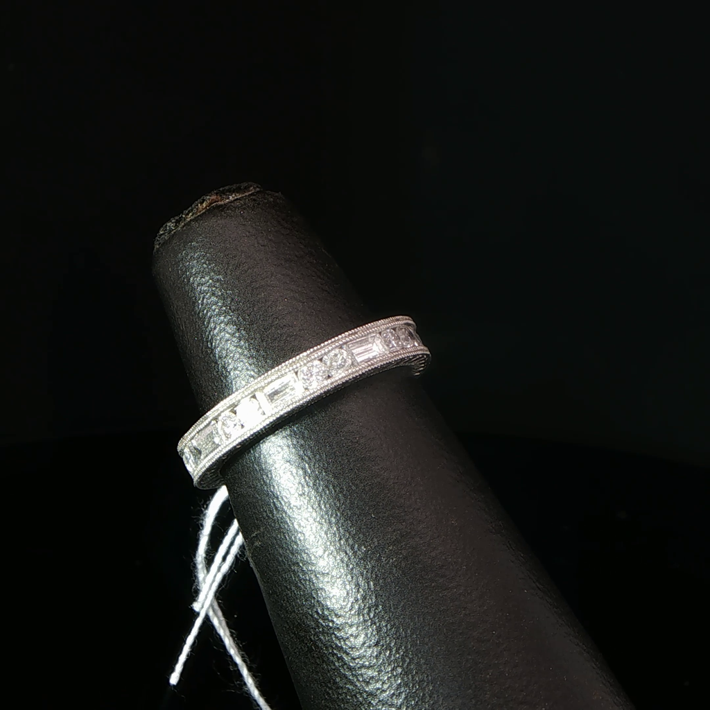 Alternating Round and Baguette Diamond Eternity Ring in Platinum