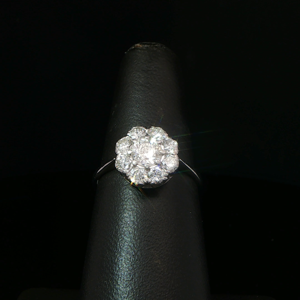 Diamond Floral Cluster Ring in White Gold