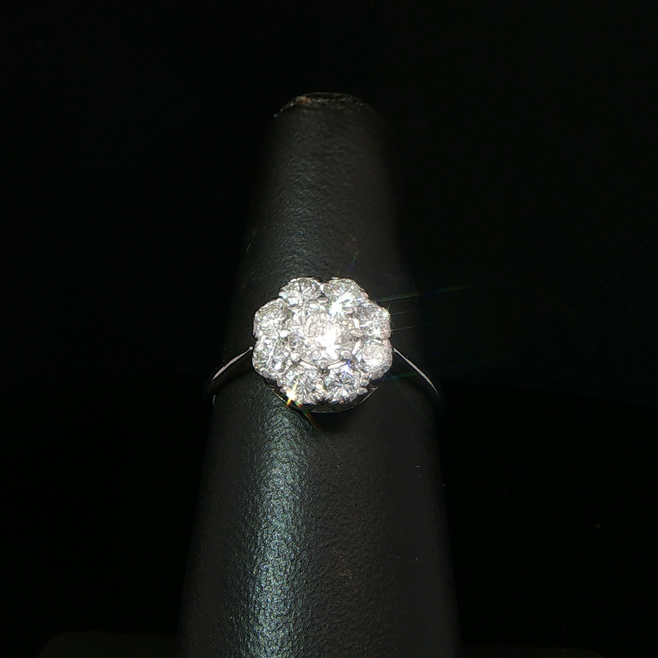 Diamond Floral Cluster Ring in White Gold