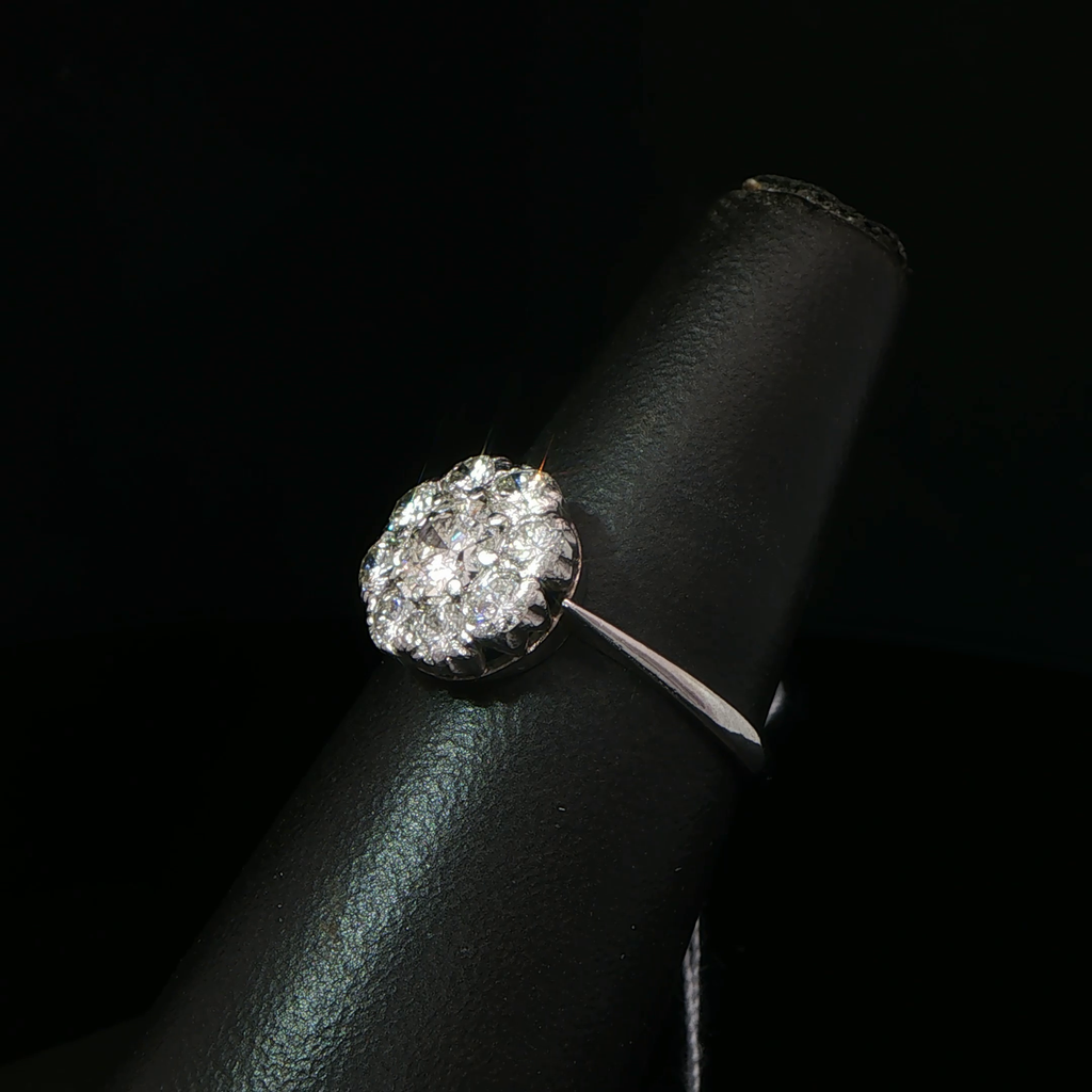 Diamond Floral Cluster Ring in White Gold