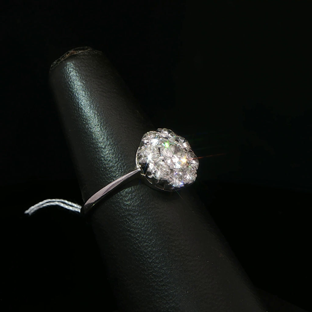 Diamond Floral Cluster Ring in White Gold