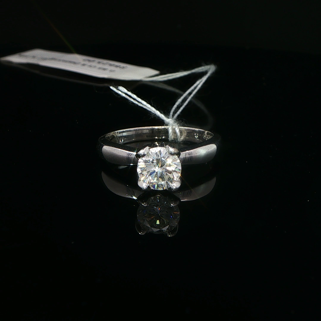 Round Diamond Four-Prong Solitaire Ring in 14k White Gold