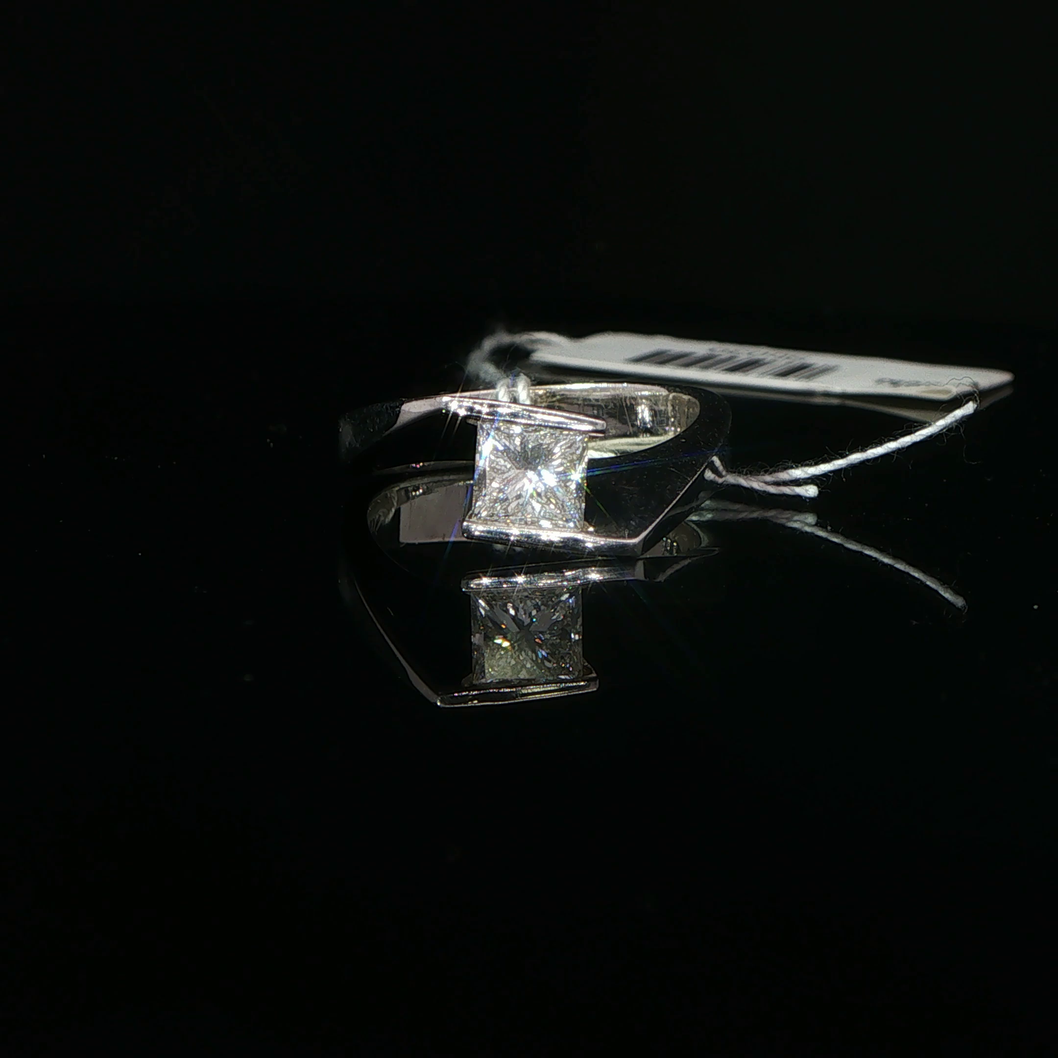 Princess Cut Diamond Bypass Solitaire Ring in White Gold