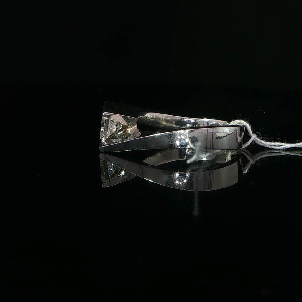 Princess Cut Diamond Bypass Solitaire Ring in White Gold