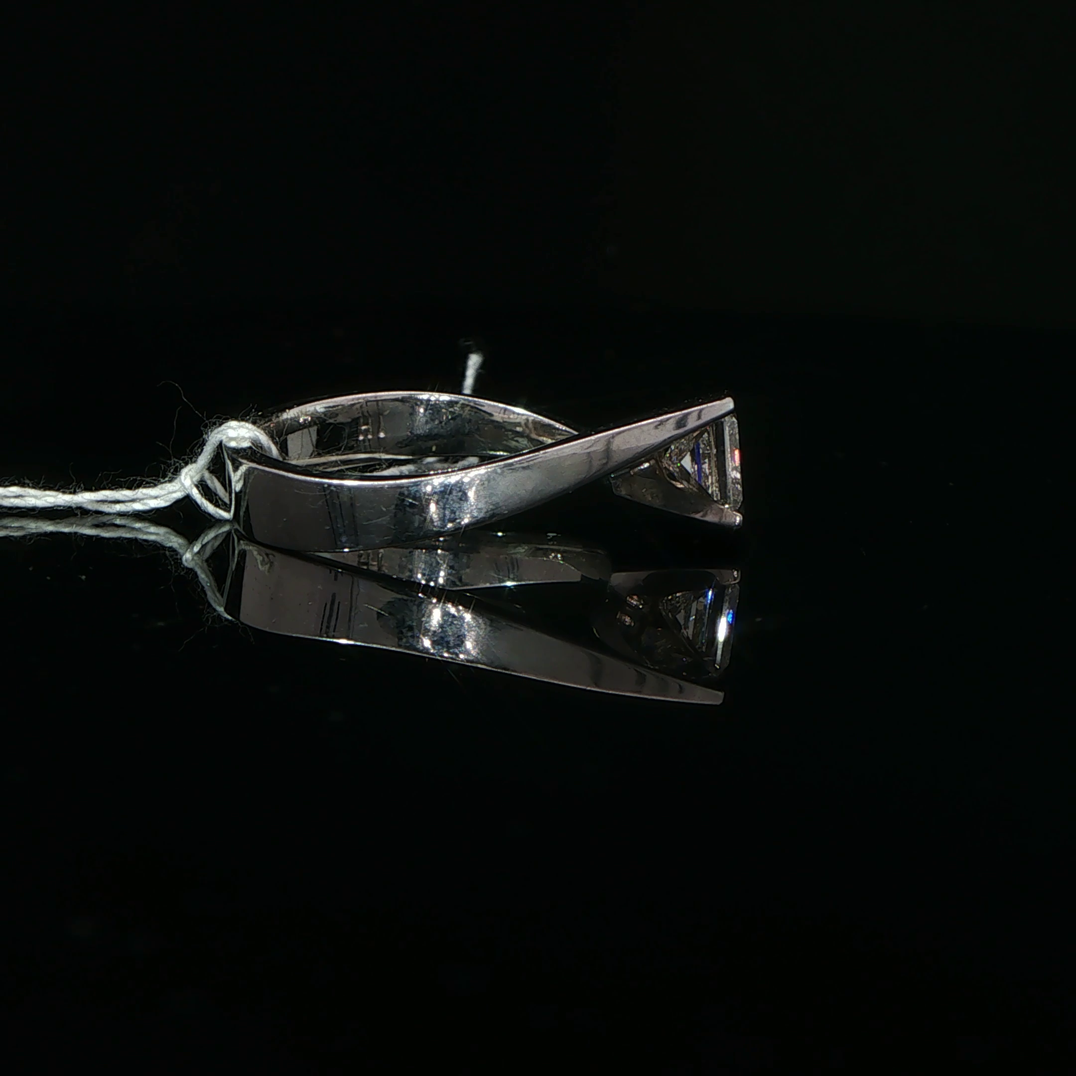 Princess Cut Diamond Bypass Solitaire Ring in White Gold
