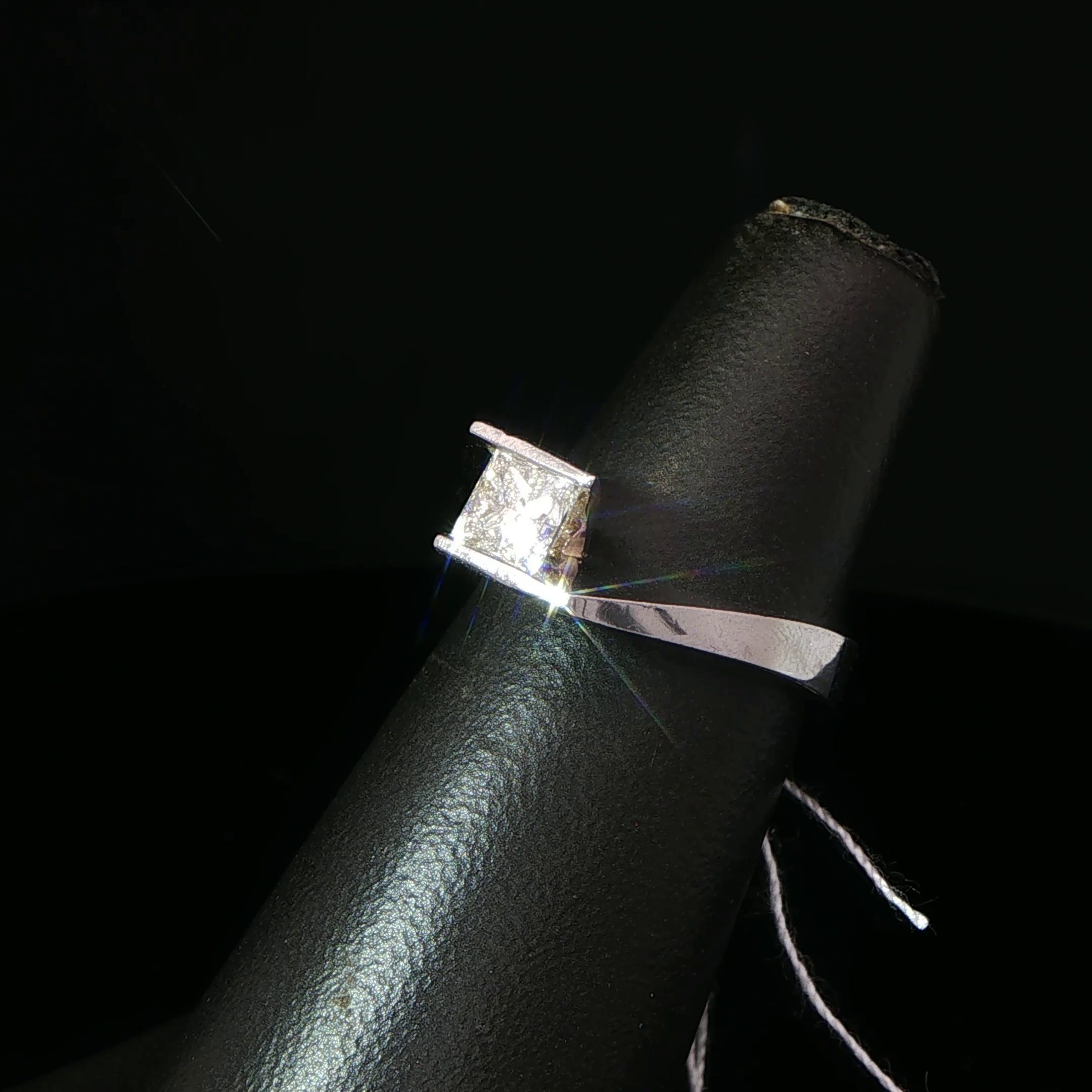 Princess Cut Diamond Bypass Solitaire Ring in White Gold