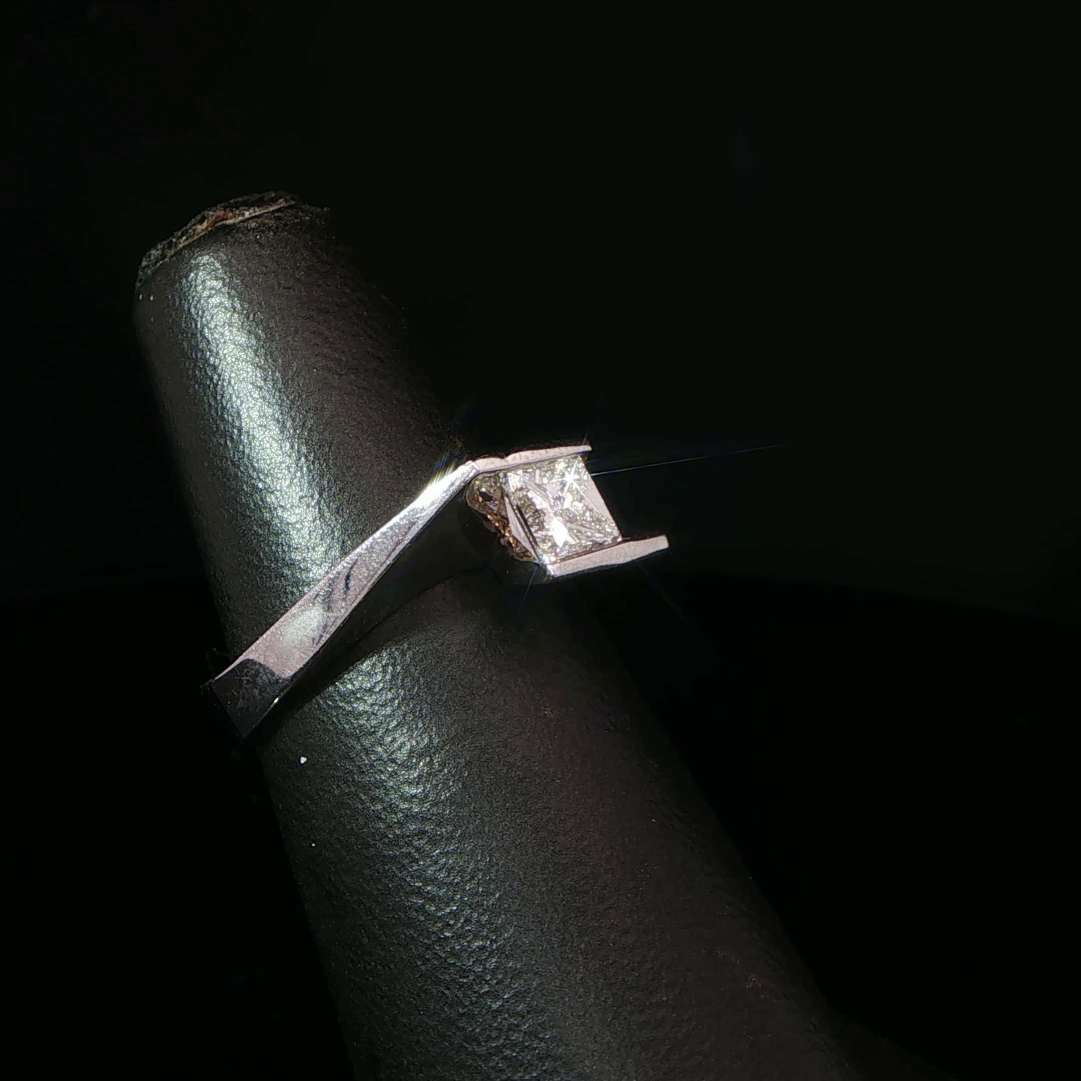 Princess Cut Diamond Bypass Solitaire Ring in White Gold