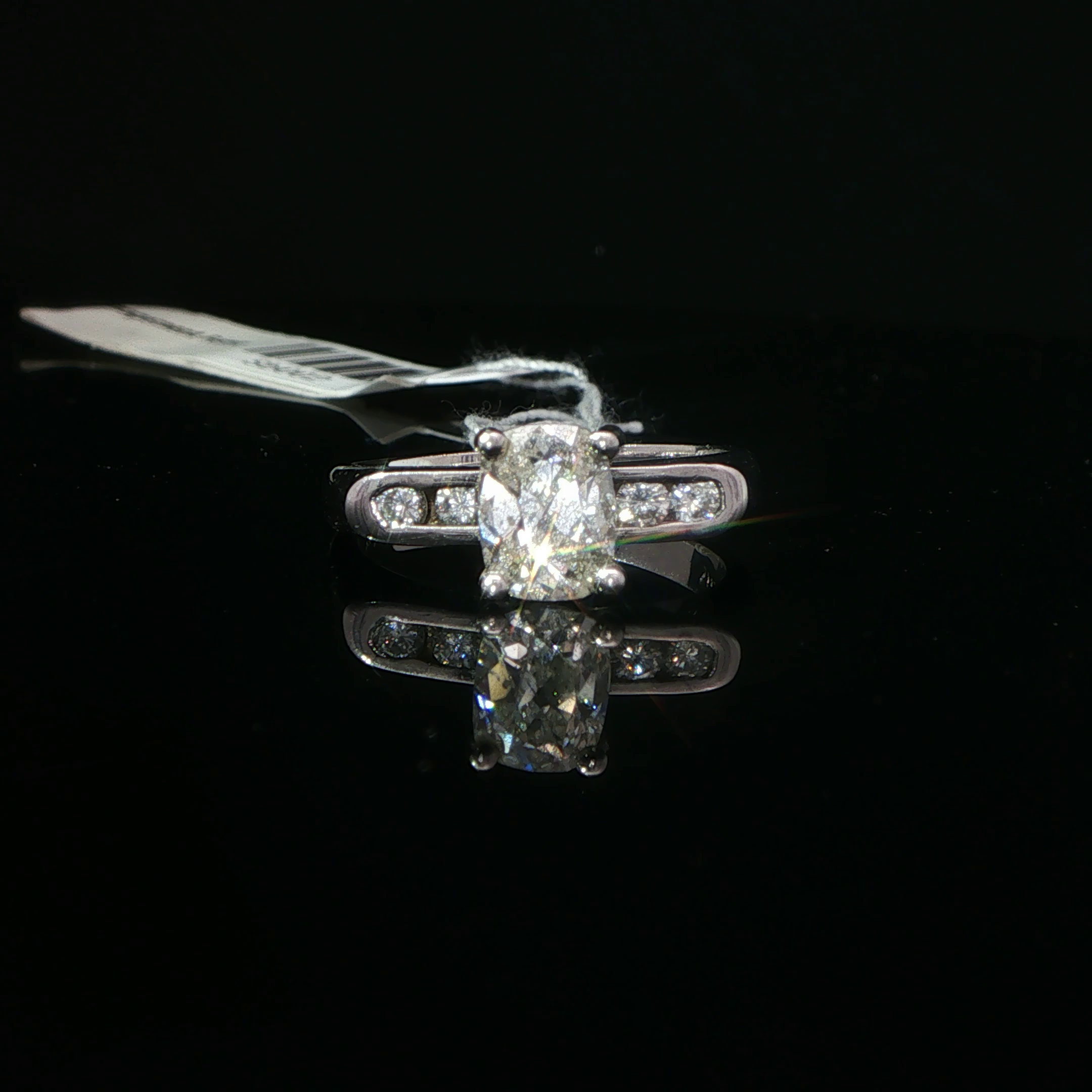 14k White Gold Diamond Engagement Ring with Channel Set Accents