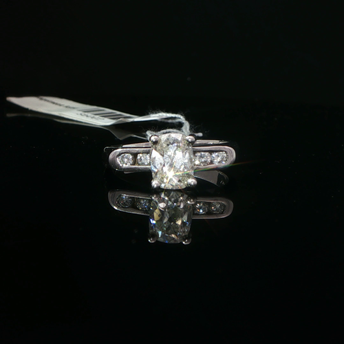 14k White Gold Diamond Engagement Ring with Channel Set Accents