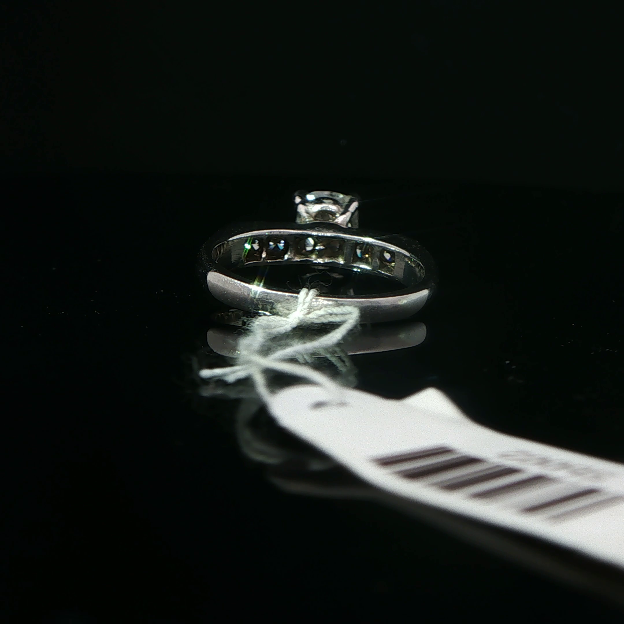 14k White Gold Diamond Engagement Ring with Channel Set Accents